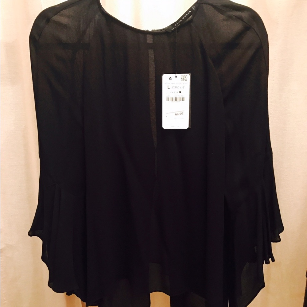 Zara Black Sheer Blouse